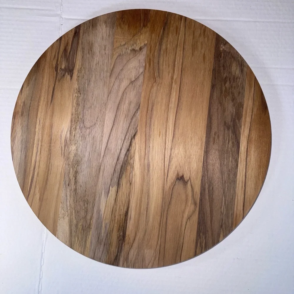 Teak Wood Round Cutting Board Deer Scene Rustic Engraved Decor Serving Board